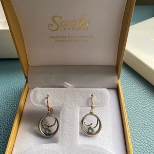 Sterling silver and gold plated earrings with blue stones